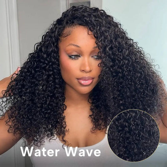 Burmese Curly Wear & Go Half Wig – Glueless Water Wave Flip-Over Wig with Drawstring & Invisible Hairline – Beginner-Friendly Vacation Wig